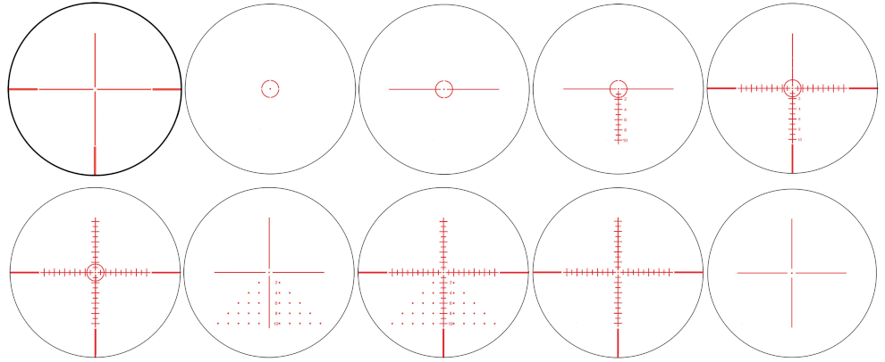 10 réticules interchangeables