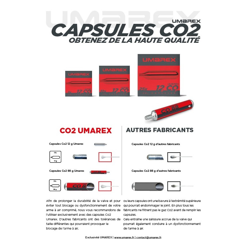 Capsules de CO2 12 G UMAREX - La bote de 25